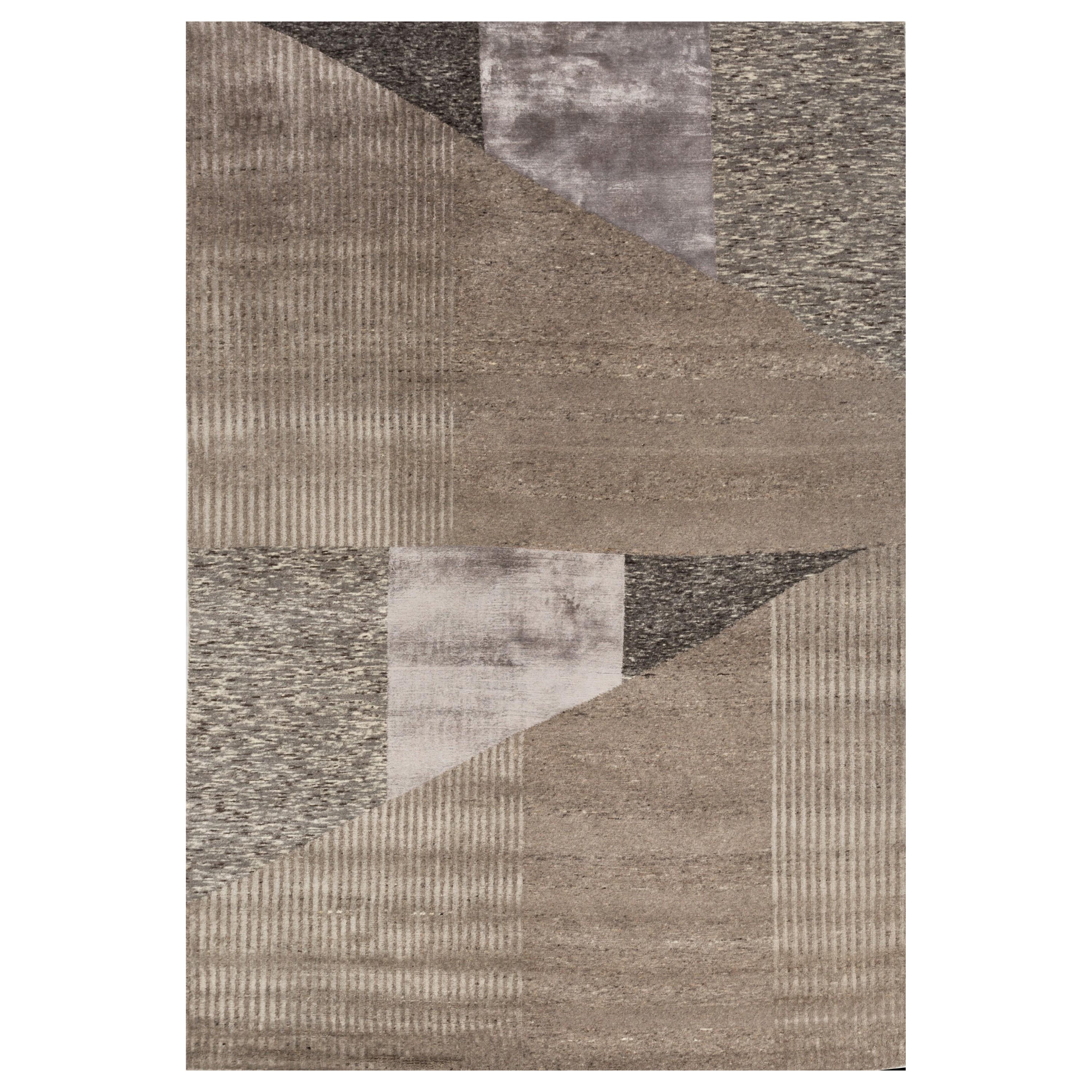 Earthy Enigma Natural Soot & Natural Taupe 180x270 cm Hand Knotted Rug For Sale