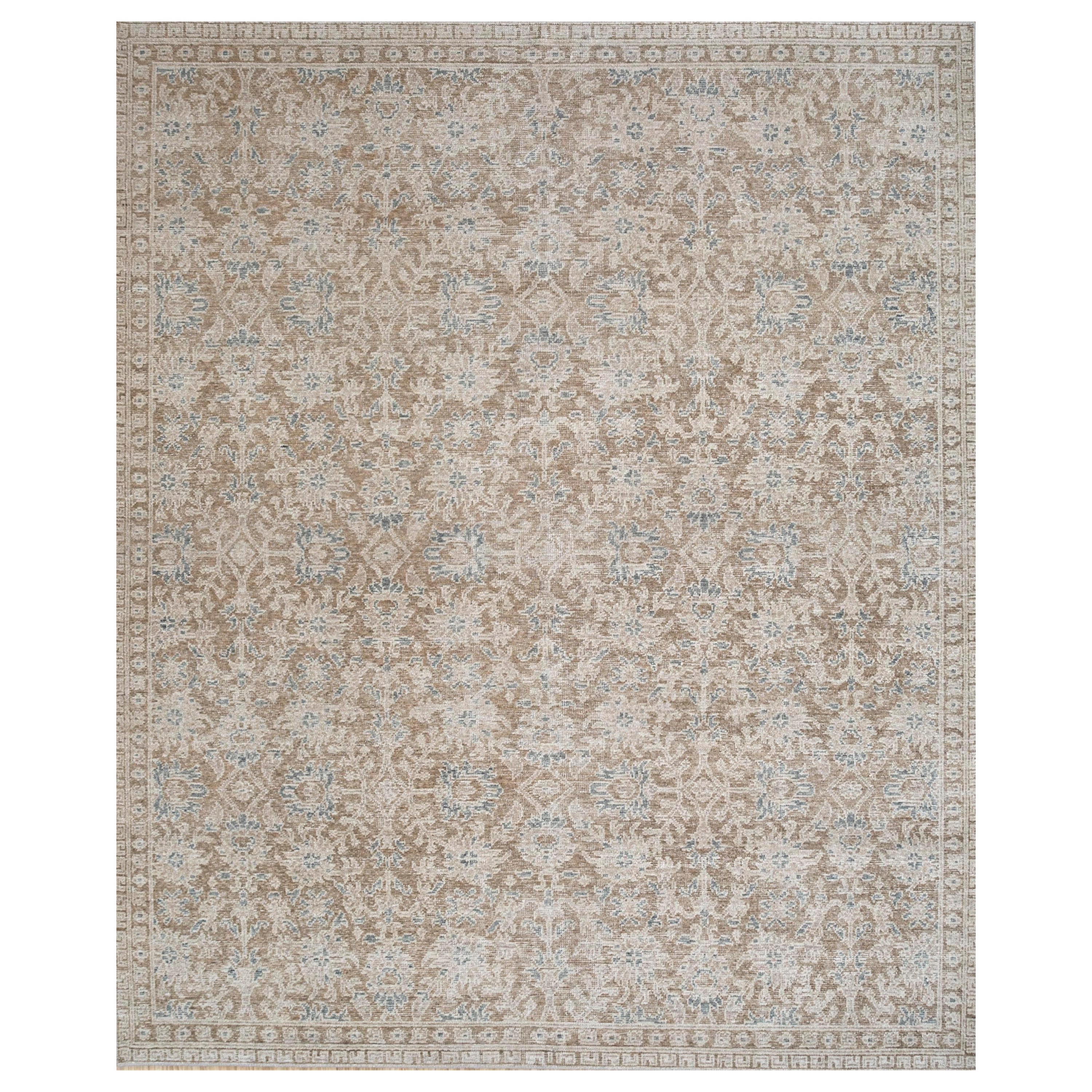 Muted Contours Clay & Soft Beige 240x300 cm Hand Knotted Rug For Sale
