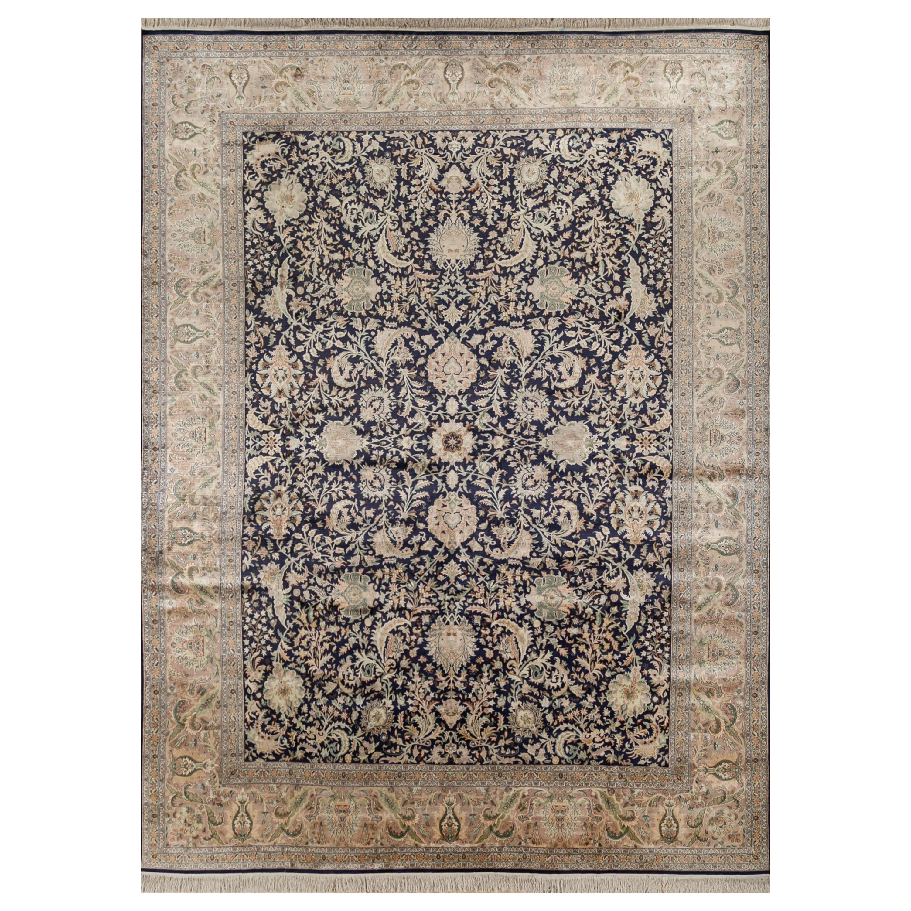 Echoes of Paradise Medieval Blue & Soft Beige 270X375 cm Handknotted Rug For Sale