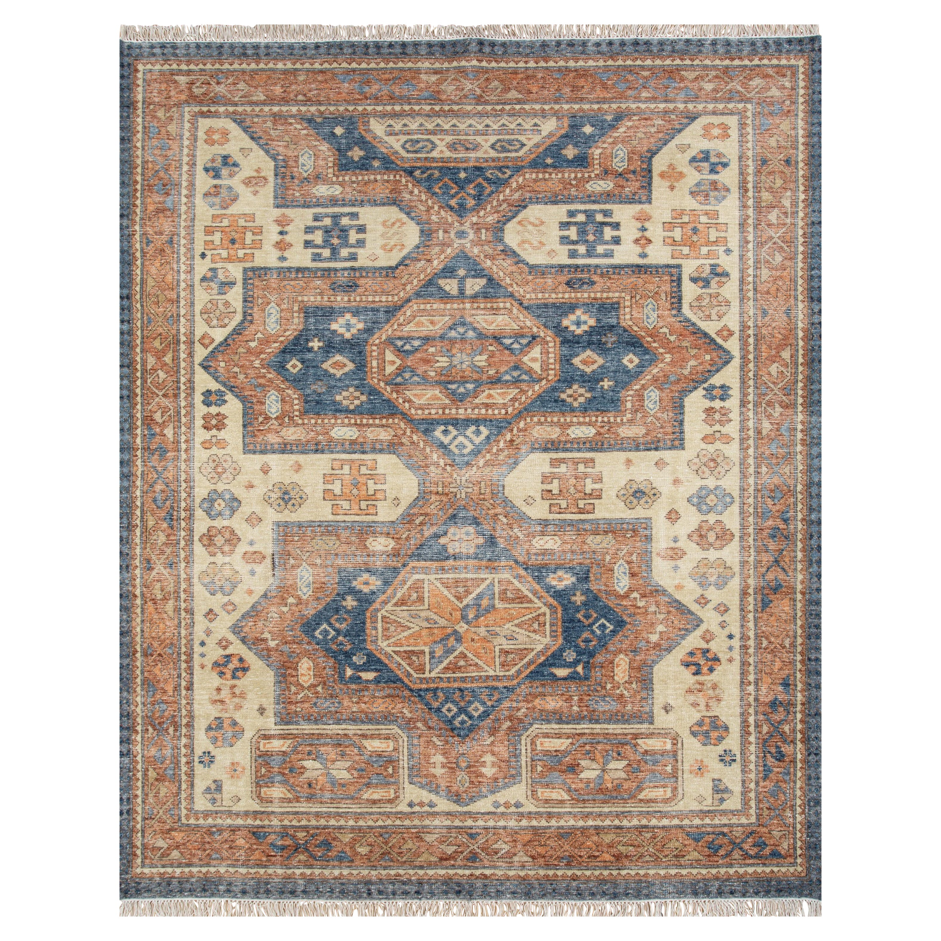 Alfombra anudada a mano Vintage Voyage Navy & Rust 240x300 cm