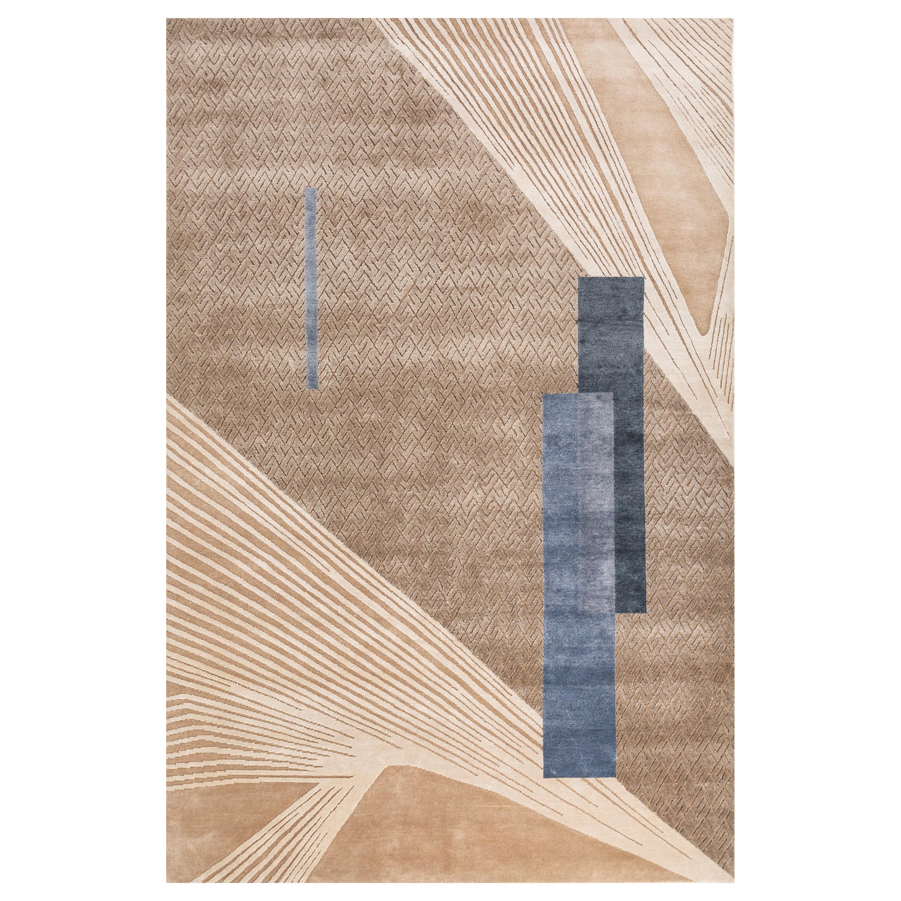 Muted Melody Gray Brown & Gray Brown 180x270 cm Handgeknüpfte Teppiche im Angebot