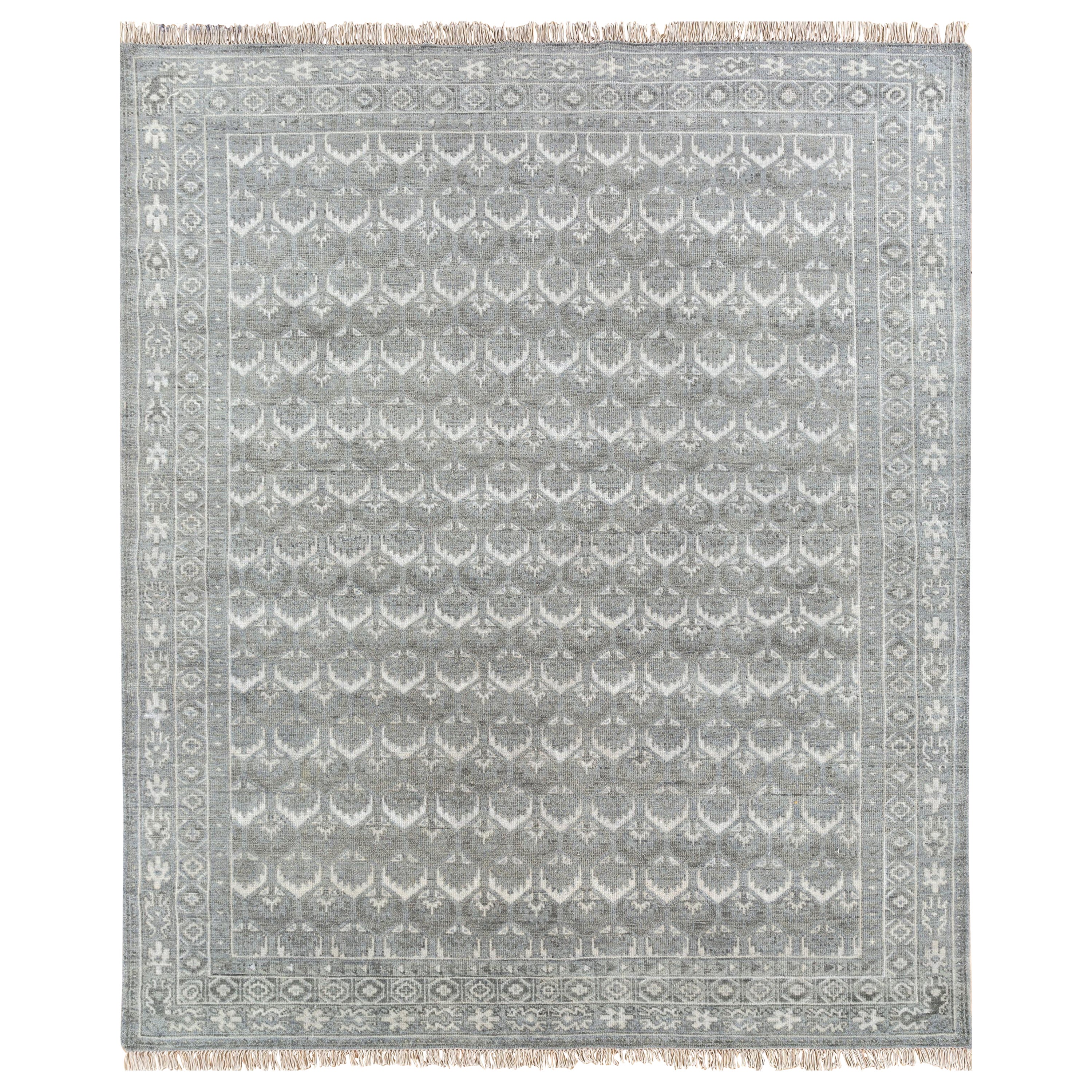 Dusky Tides Blue Daisy & Dusky Blue 240x300 cm Hand Knotted Rug For Sale