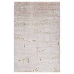 Handgeknüpfter Teppich aus vergoldetem Ballett, weißem Sand und Marmor 180x270 cm
