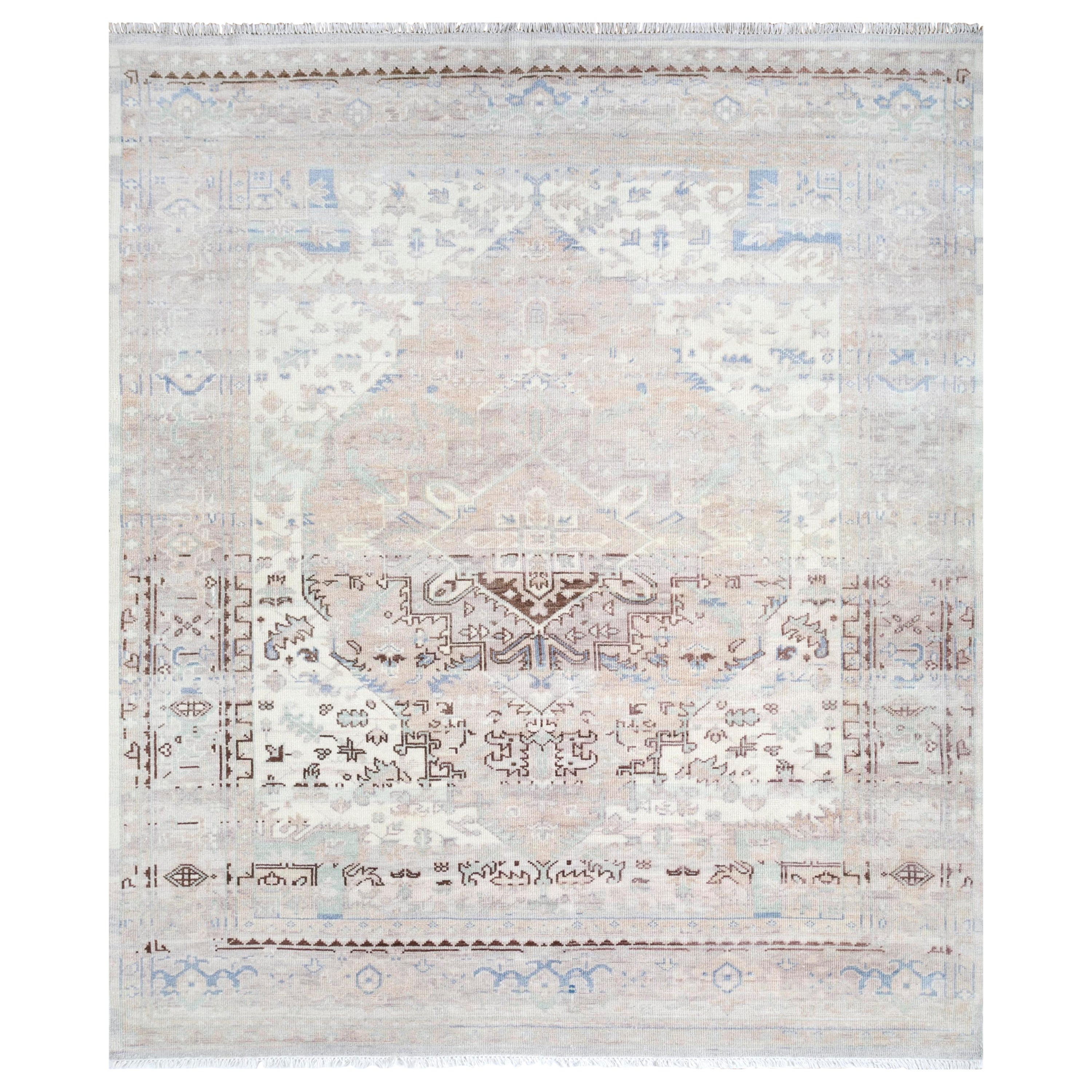 Ethereal Lagoon White & White 240x300 cm Hand Knotted Rug For Sale