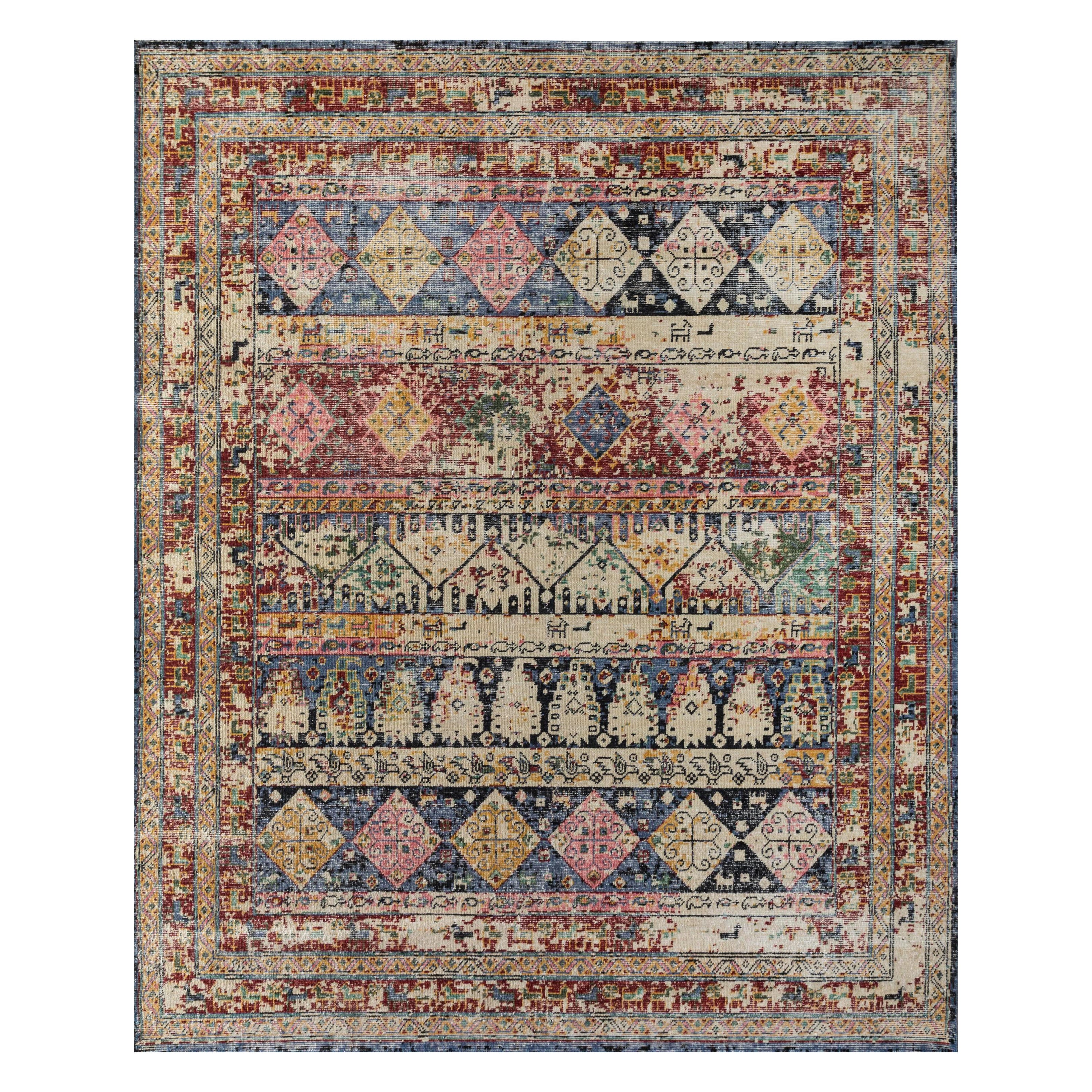Tapiz Generacional Alfombra Anudada a Mano Paja Italiana y Azul Crepúsculo 270x360 cm