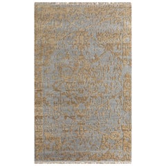 Handgeknüpfter Teppich aus rauchblauem Eschenholz und hellem Pfirsich 240x300 cm