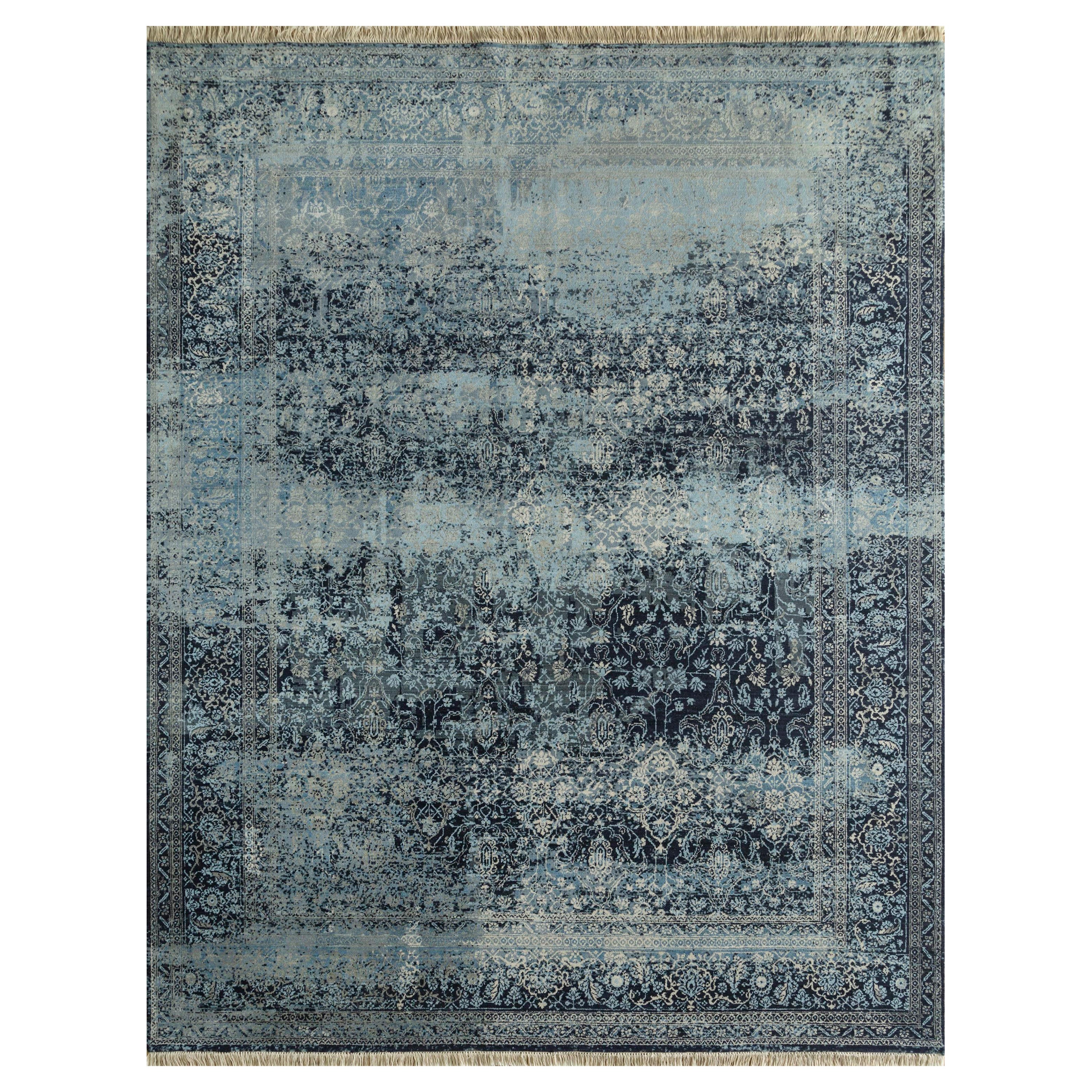 Alfombra anudada a mano Twilight Shimmer Turquesa y Azul Pastel 240x300 cm en venta