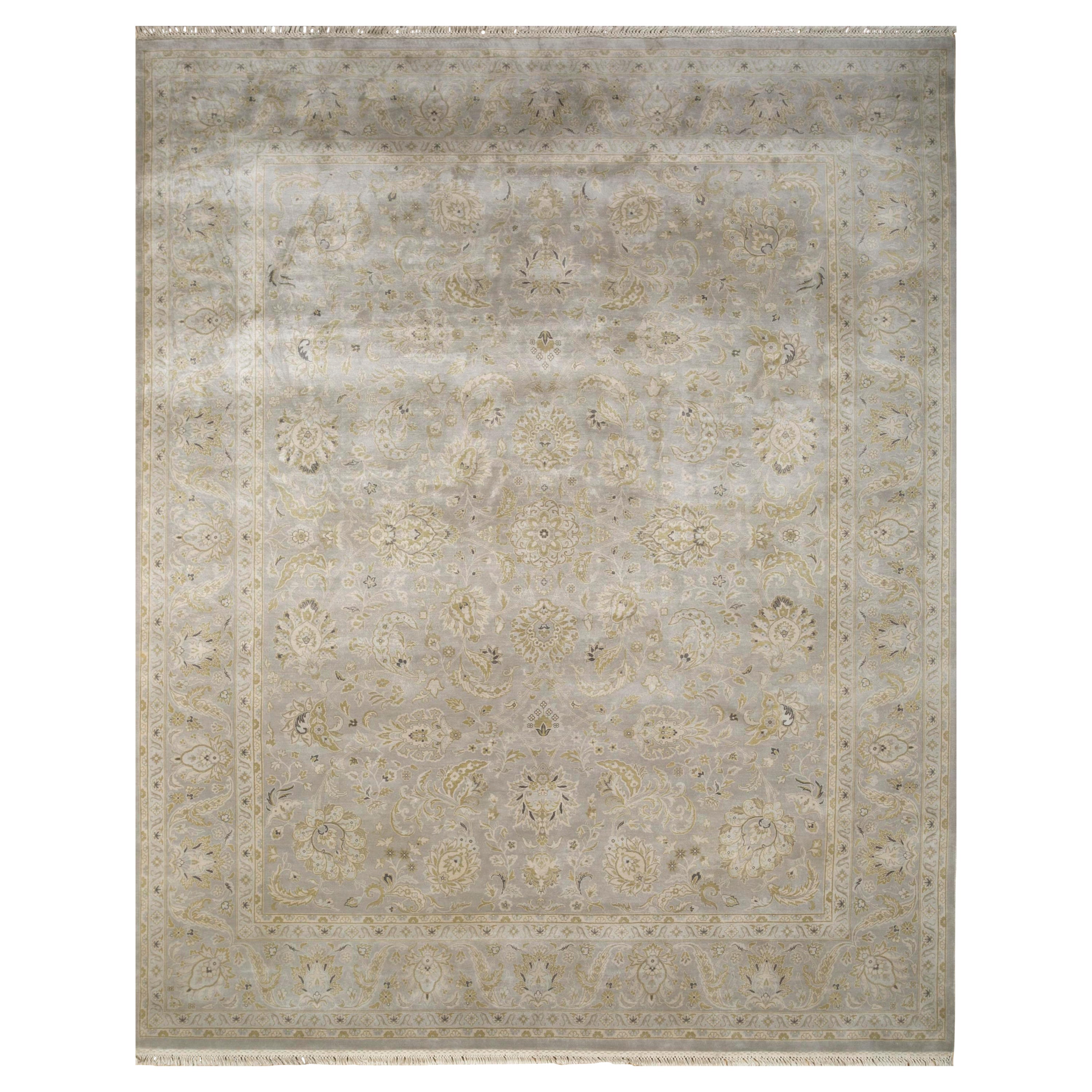 Alfombra Anudada a Mano Susurros de Seda Gris Cálido y Gris Cálido 270x360 cm