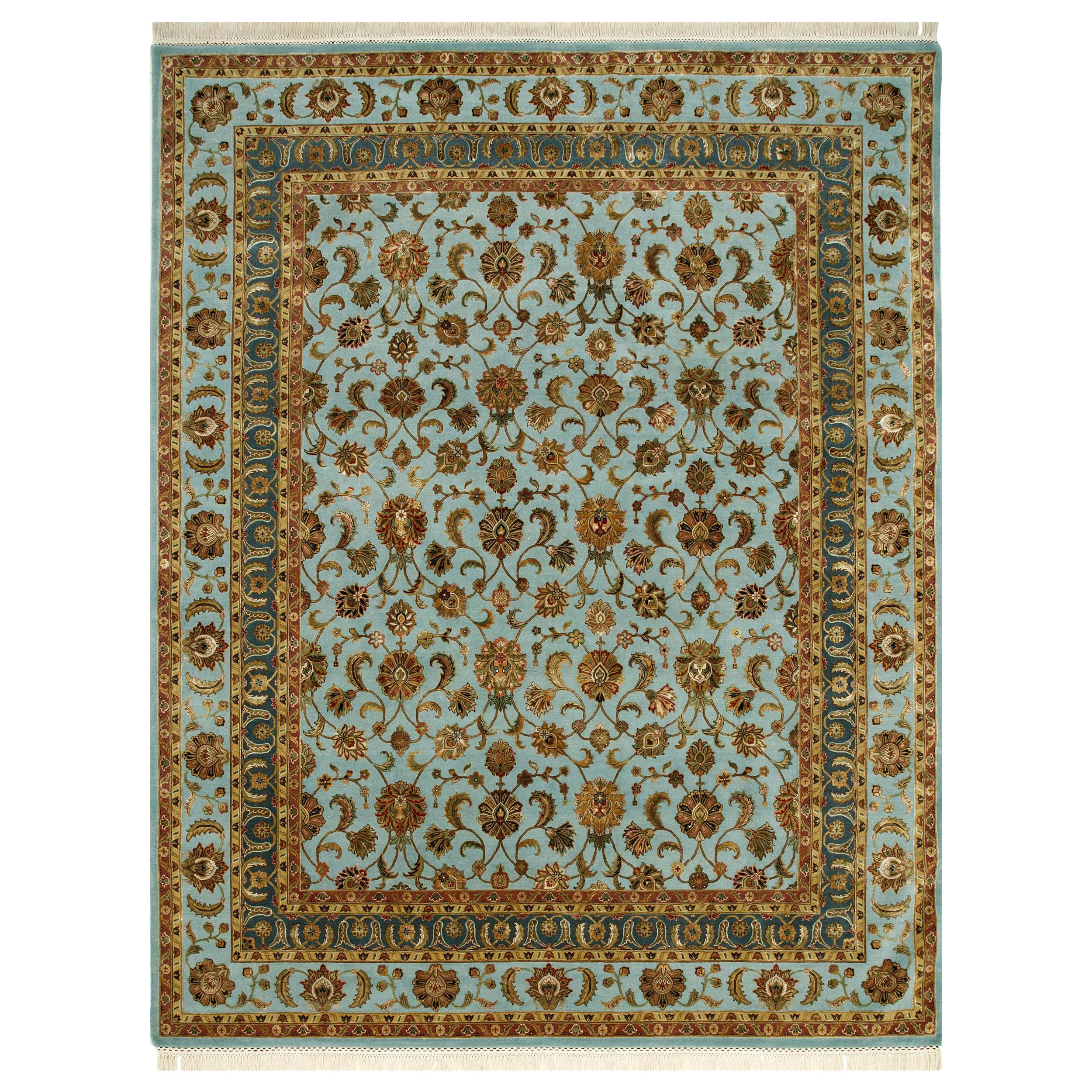 Mystic Bloom Light Turquoise & Light Turquoise 300x420 cm Hand Knotted Rug For Sale