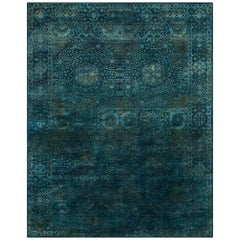 Maximalistischer handgeknüpfter Teal Play 195x295 cm, Interplay Teal Play