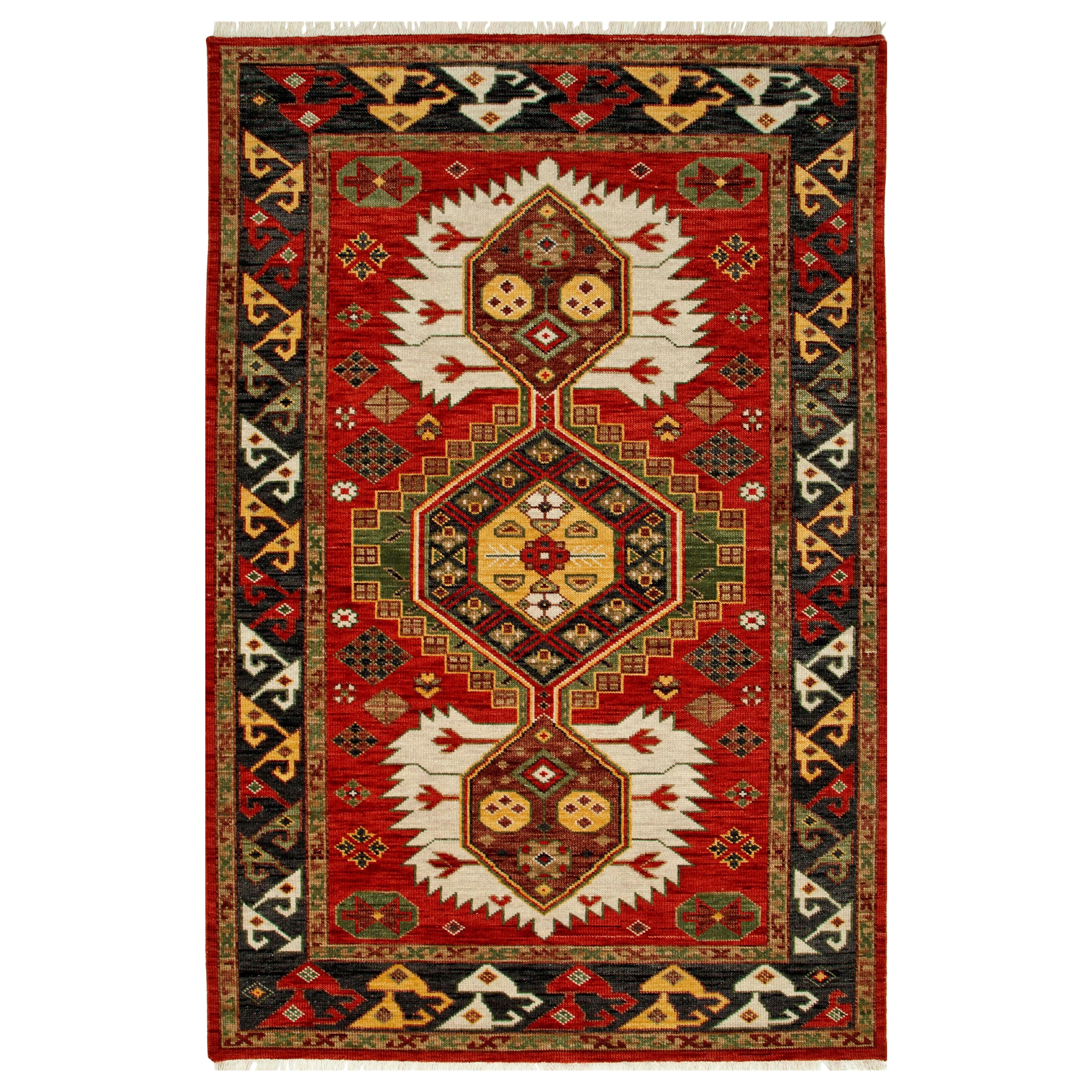 Bloom Dream Terciopelo Rojo y Negro Oliva 270x360 cm Alfombra Anudada a Mano