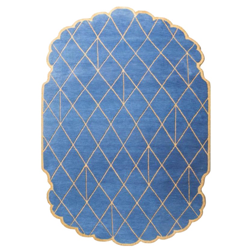 Jaipur Serenade Bijou Blue & Burnished Gold 168x240 cm Handtufted Rug For Sale