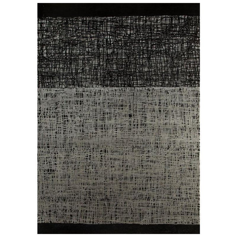 Silken Shadows Caviar & Classic Gray 195x295 cm Hand Knotted Rug For Sale