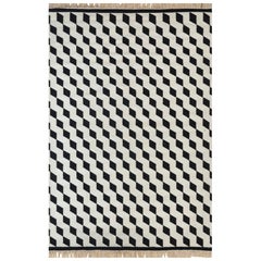 Tappeto Classico a Contrasto Ebano e Bianco 198x288 cm Annodato a Mano