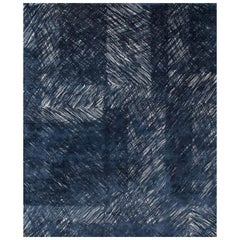 Handgeknüpfter Teppich in Unendlichkeitsmischung Kristallgrau & Marineblau 168x240 cm