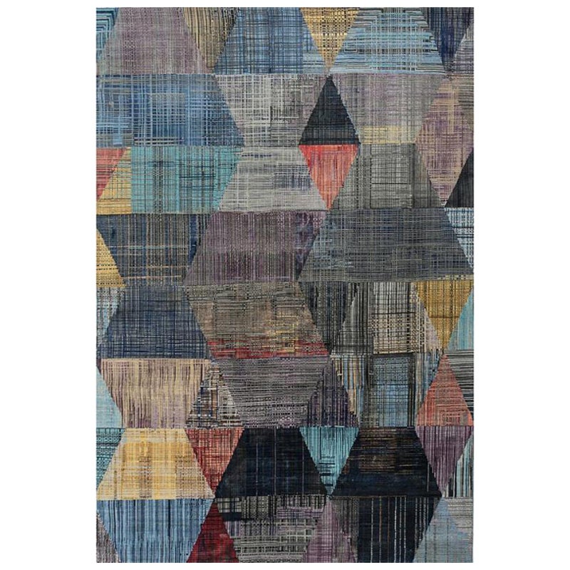 Artisan Echo Charcoal Gray & Faded Denim 168x240 cm Handknotted Rug