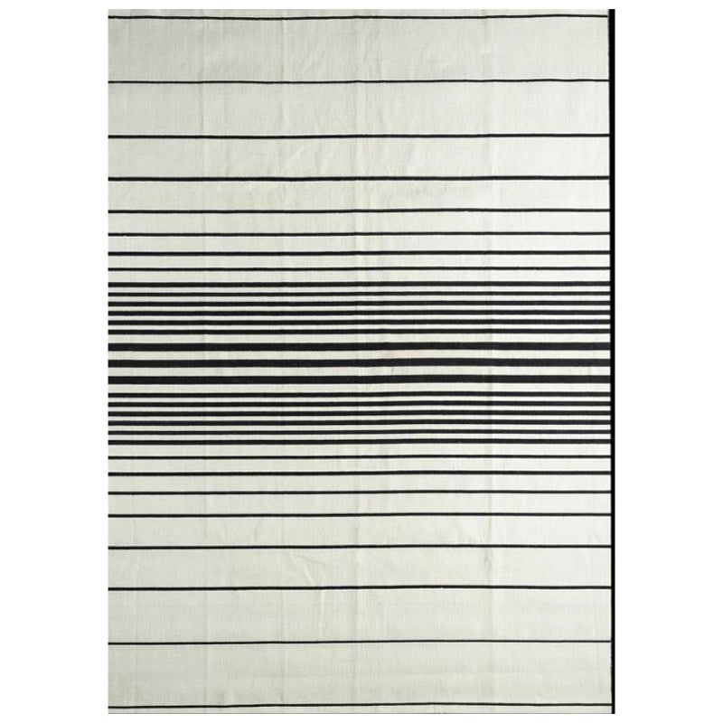 Elemental Fusion White & Ebony 198x300 Flatweave Rug For Sale