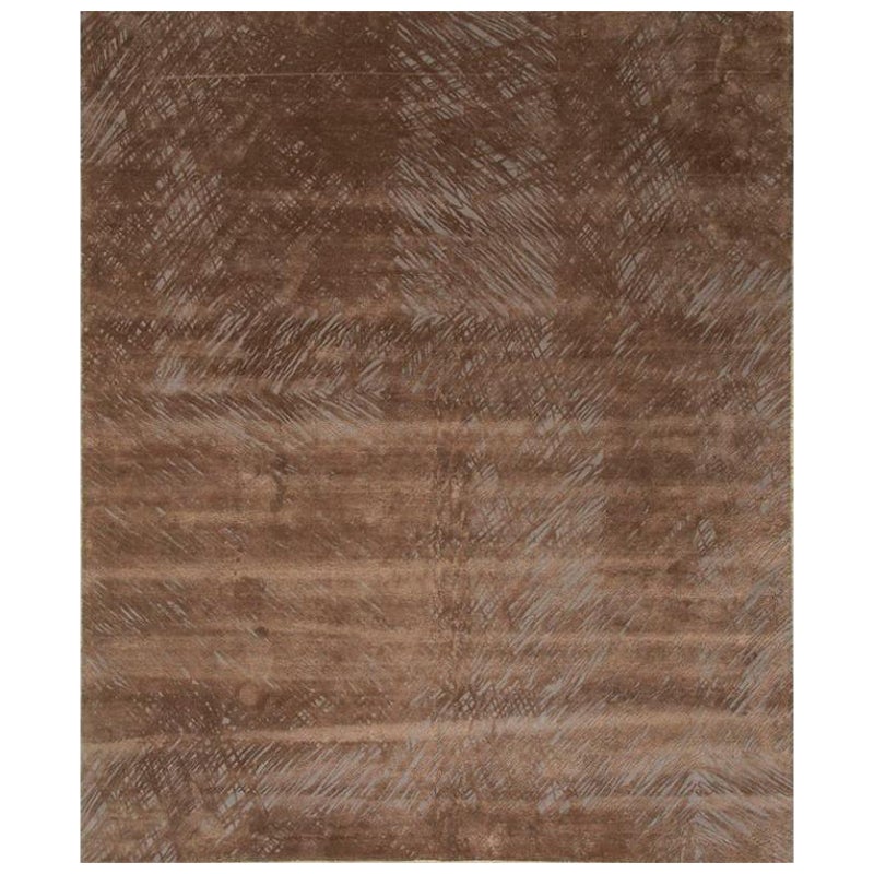 Muted Palette Ashwood & Natural Brown 240x300 cm Handknotted Rug For Sale