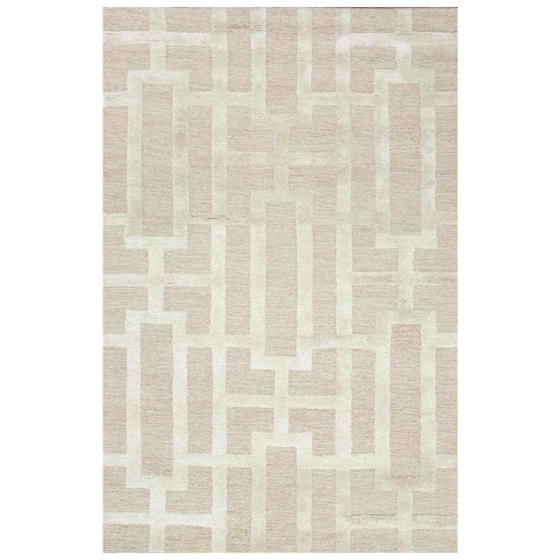 Mellow Meadows Beige & Antique White 120x180 cm Hand Tufted Rug For Sale