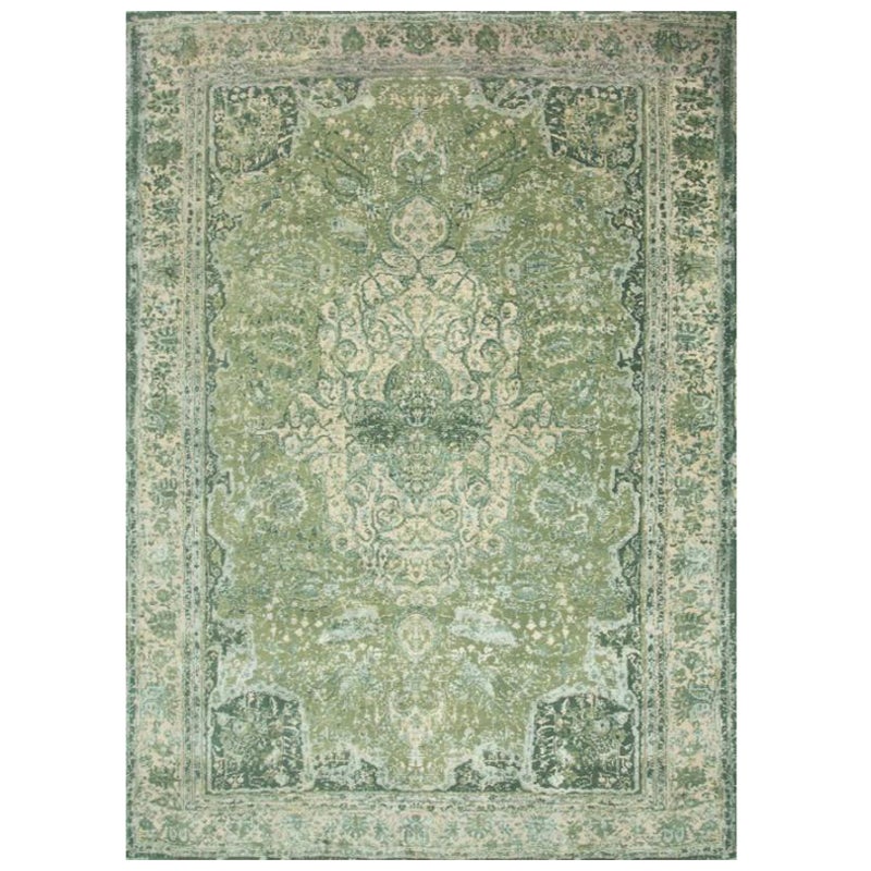 Urban Origami Light Cedar Green & Oyster 240x300 cm Handknotted Rug For Sale