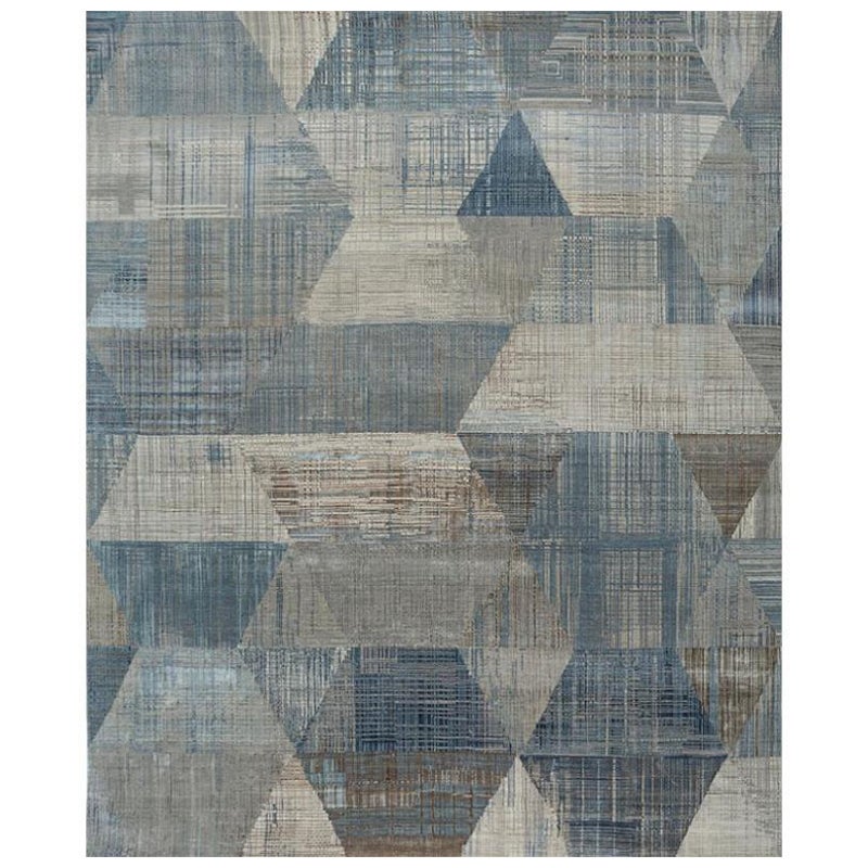 Alfombra anudada a mano Canvas of Dreams Skyline Azul y Gris Clásico 240x300 cm