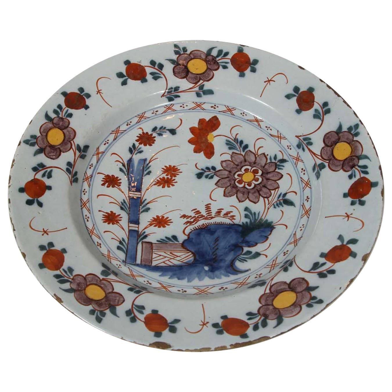 An 18th Century Dutch Delft Polychrome Charger 