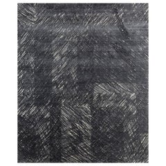 Antiker weißer und schwarzer Oliven-Teppich 240x300 cm handgeknüpft, Schrumpelnder Folie Mirage