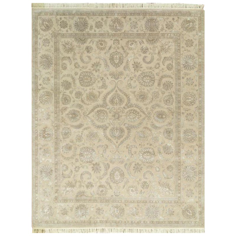 Serenity Blossom Oyster & Oyster 240x300 cm Handknotted Rug For Sale