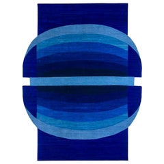 Tapis nordique noué à la main bleu baie et bleu baie 240x330 cm