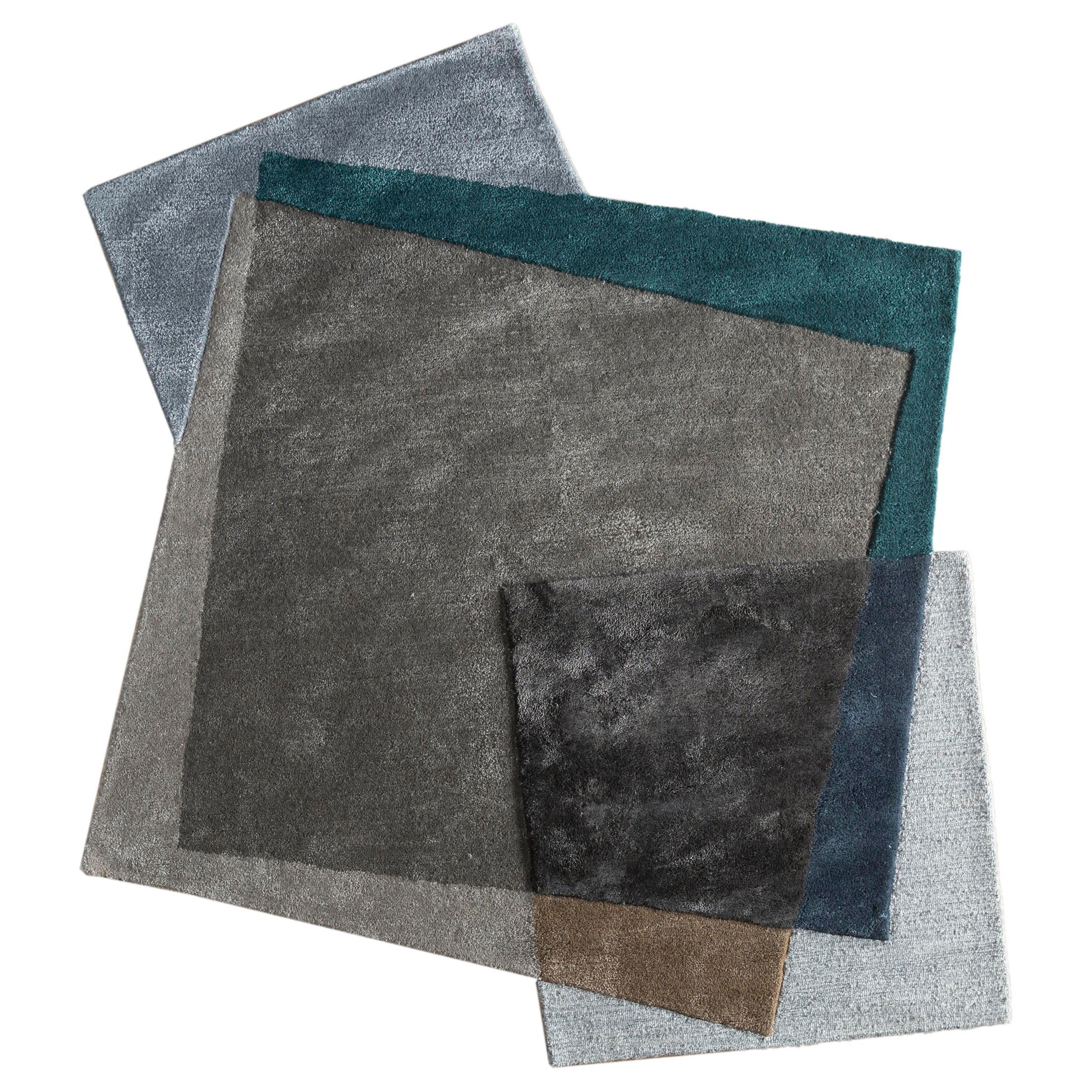 ArtCraft Fusion Charcoal Slate & Pearl Blue 165X150 cm Hand Tufted Rug For Sale