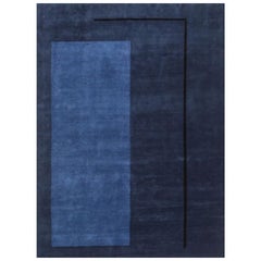 Tapis médiéval bleu azur et bleu Twilight 180 x 270 cm noué à la main