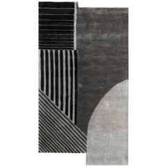 Contemporary Quilted Liquorice & Classic Gray 120x240 cm Hand Tufted Rug