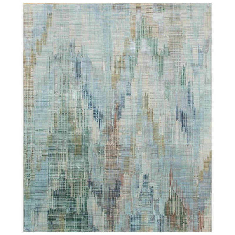 Juniper Nectar Sea Mist Green & Ivory 240x300 cm Hand Knotted Rug For Sale