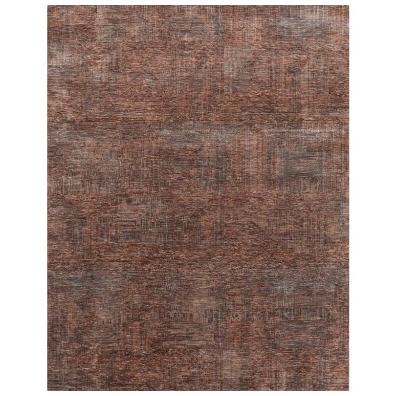 Melodías Mecánicas Rojo Merlot y Azul Piedra 240x300 cm Alfombra Anudada a Mano
