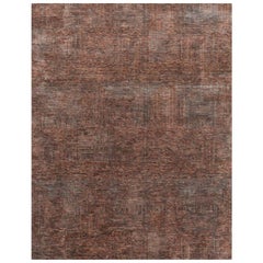 Melodías Mecánicas Rojo Merlot y Azul Piedra 240x300 cm Alfombra Anudada a Mano