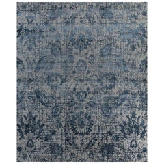 Tapis noué à la main en frêne treillis et bleu indigo 240x300 cm