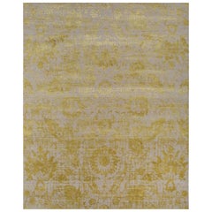 Tapis Reverie antique blanc et jaune vif, 240 x 300 cm, noué à la main