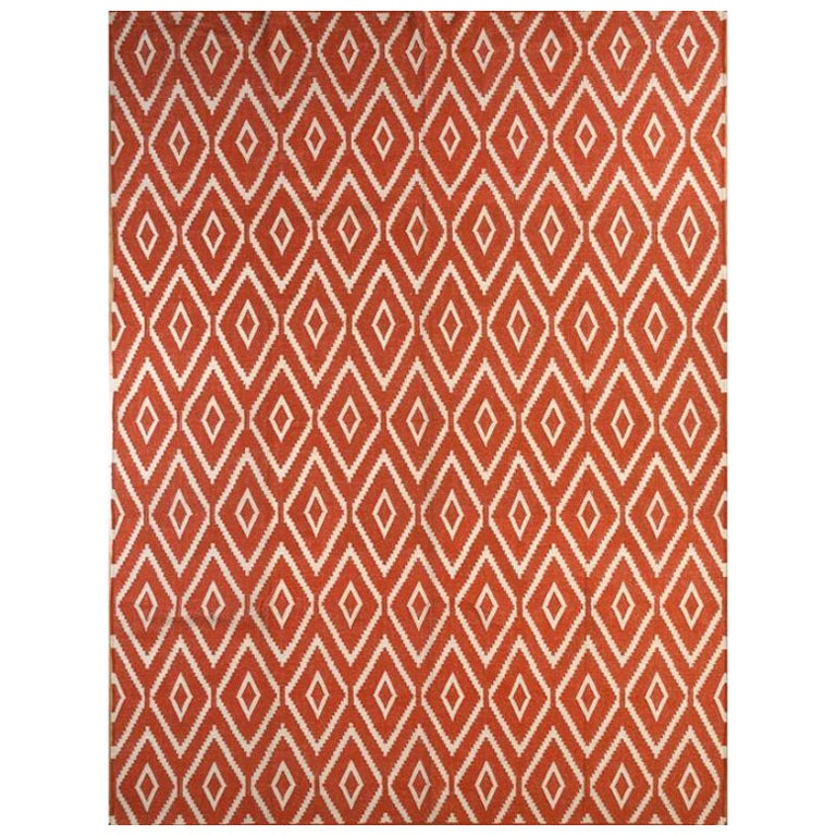 Sunset Serenade Orange & White 270x360 cm Flatweave Rug