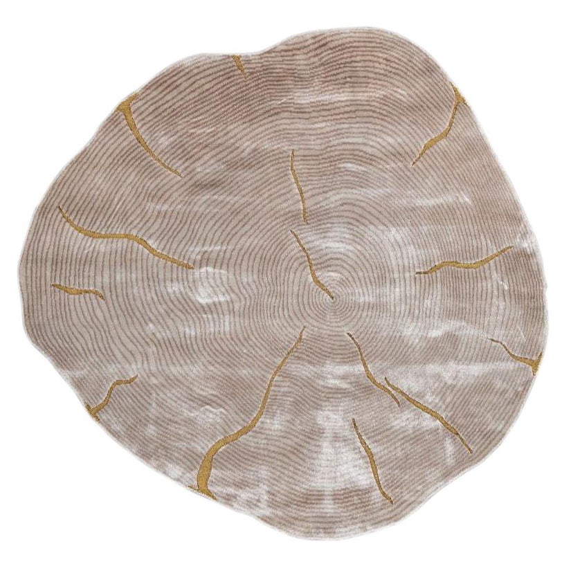 Ethereal Sandscape Marble & White Sand 180X180 cm Handknotted Rug For Sale