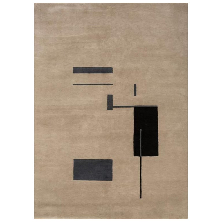 Seraphic Symmetry Soft Beige & Caviar 170x240 cm Handknotted Rug