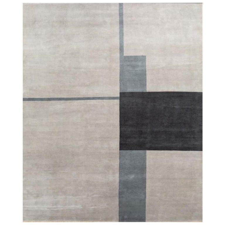 Enchanted Equilibrium Classic Gray & Flint Gray 240x300 cm Handknotted Rug For Sale