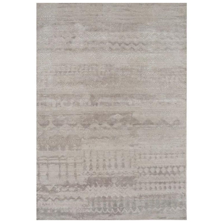 Monotone Echelon Classic Gray & Shale 168x240 cm Hand Knotted Rug For Sale