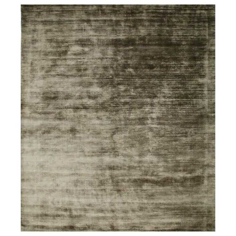 Tranquility in Threads Dark Brown & Dark Brown 420x170 cm Handloom Rug For Sale