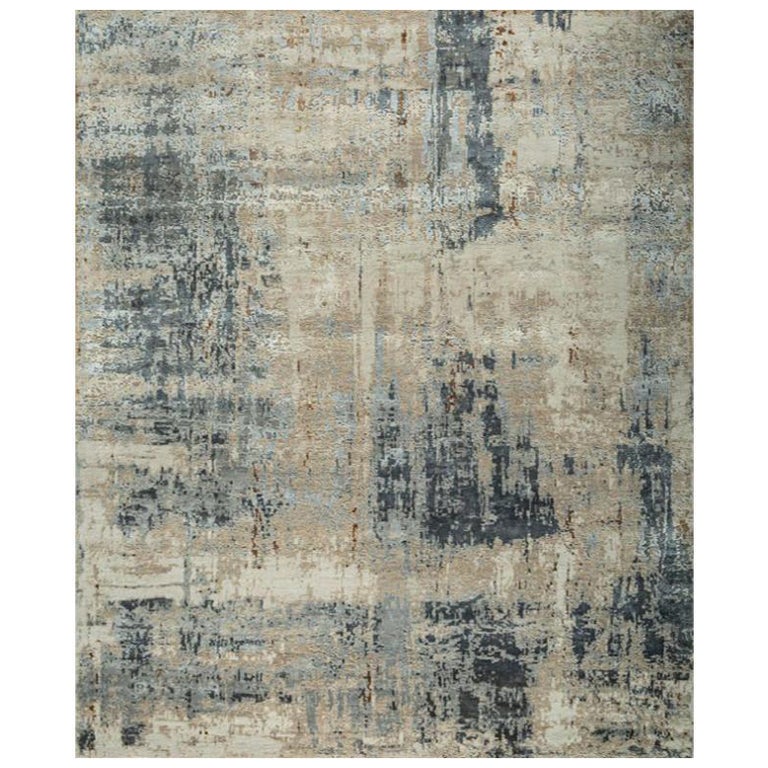 Serene Interlude Ivory & Liquorice 168x240 Handknotted Rug For Sale