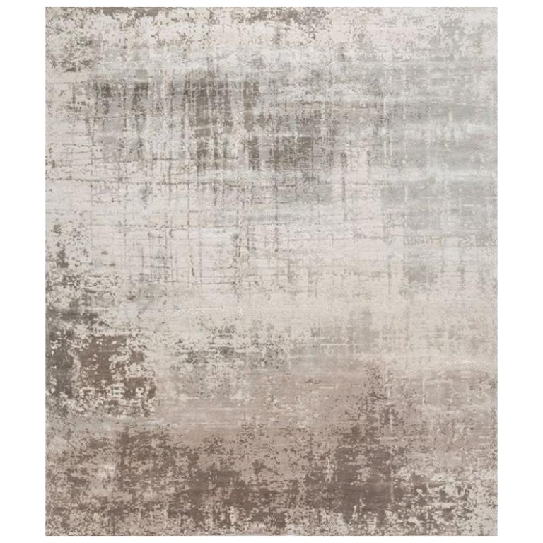 Ethereal Eden Escape White Sand & Classic Gray 168x240 cm Handknotted Rug For Sale