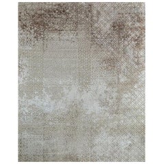 Whispering Windscape Antiker weißer & dunkler elfenbeinfarbener 168x240 cm handgeknüpfter Teppich