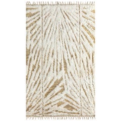 Alfombra Anudada a Mano Marrón Especia Desierto y Blanco Nieve 150x240 cm