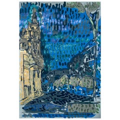 Tappeto Nomad's Dream Sky Blue e Golden Apricot 150x240 cm, tessuto a mano