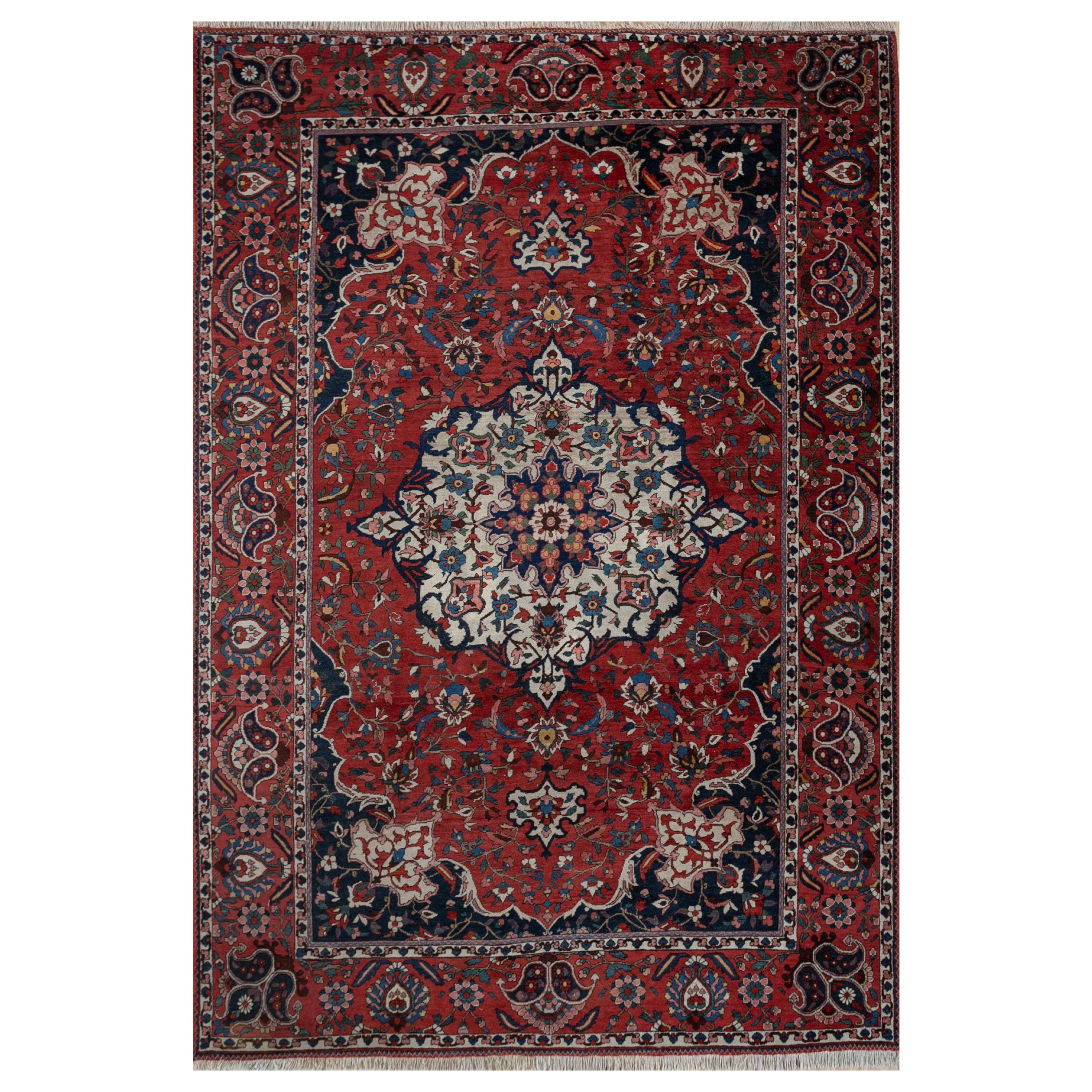 Autumnal Heirloom Russet & Medium Navy 210X315 cm Handknotted Rug For Sale