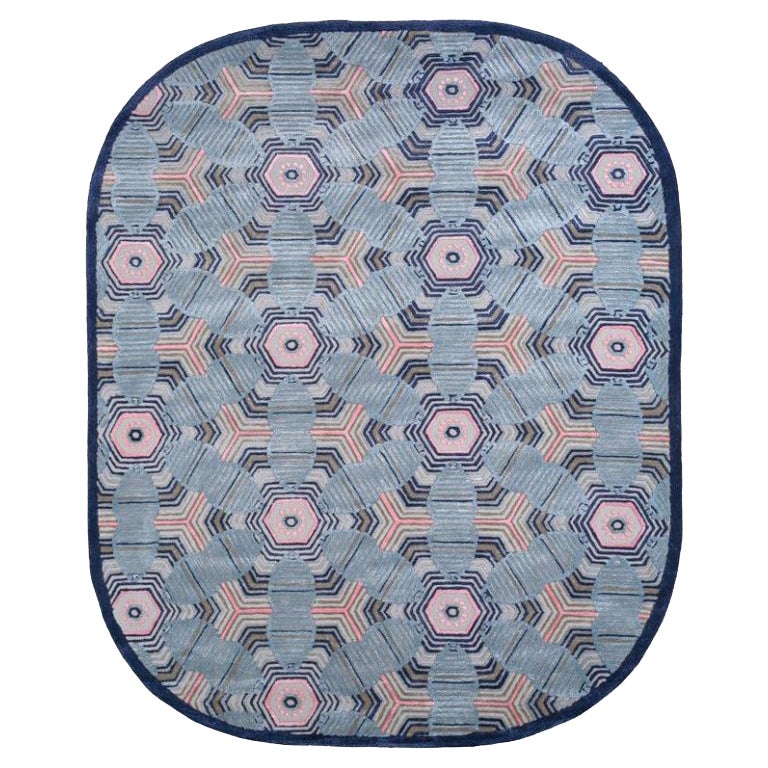 Alfombra Tejida a Mano Charismatic Cityscape Deep Navy & Deep Navy 168x240 cm